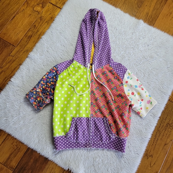 Vintage Y2K Lucky Brand Hoodie Women's Medium Full Zip Patchwork Floral - Picture 1 of 7